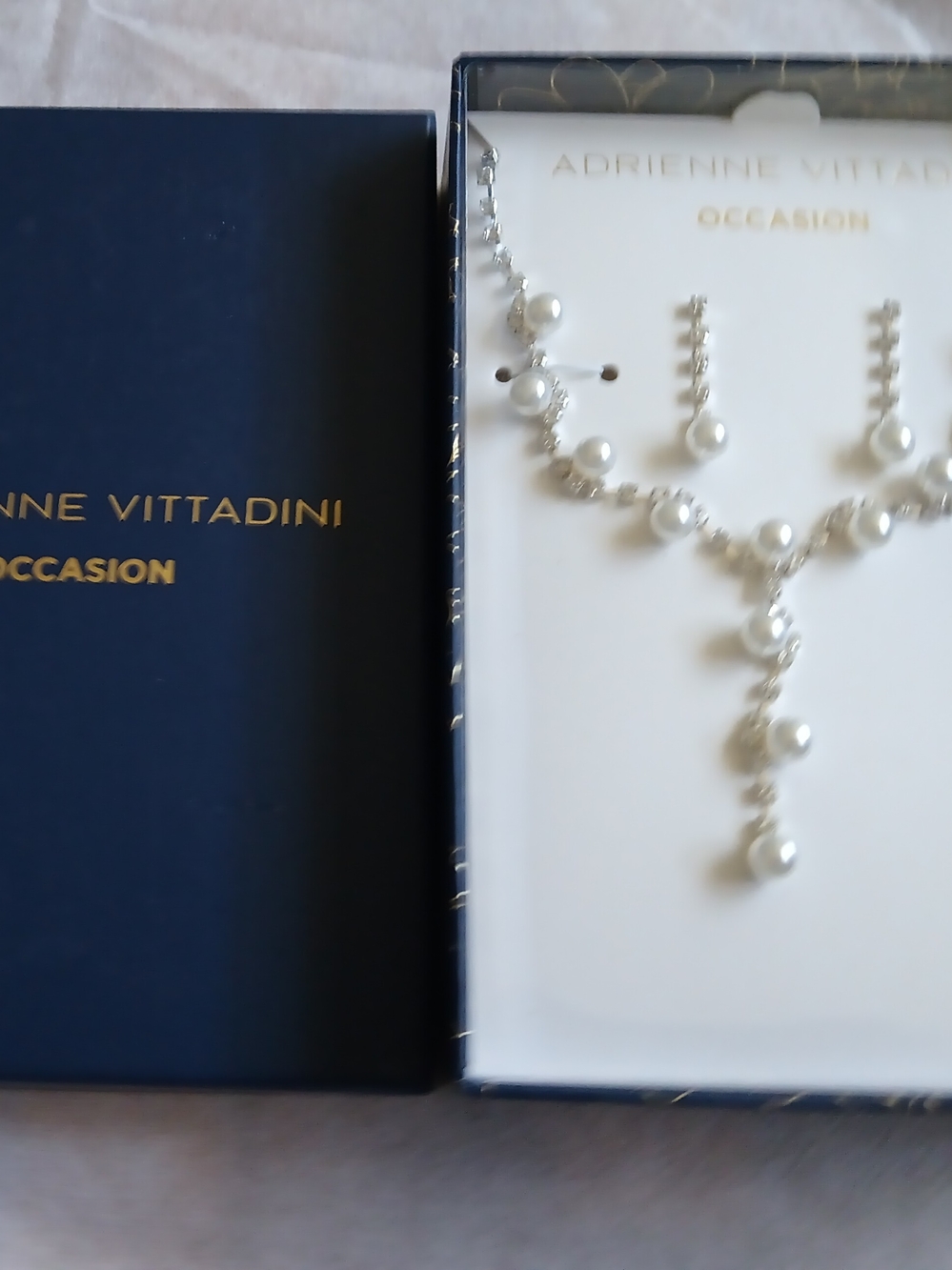 ADRIENNE VITTADINI OCCASION PEARL & RHINESTONE NECKLACE AND EARRINGS SET